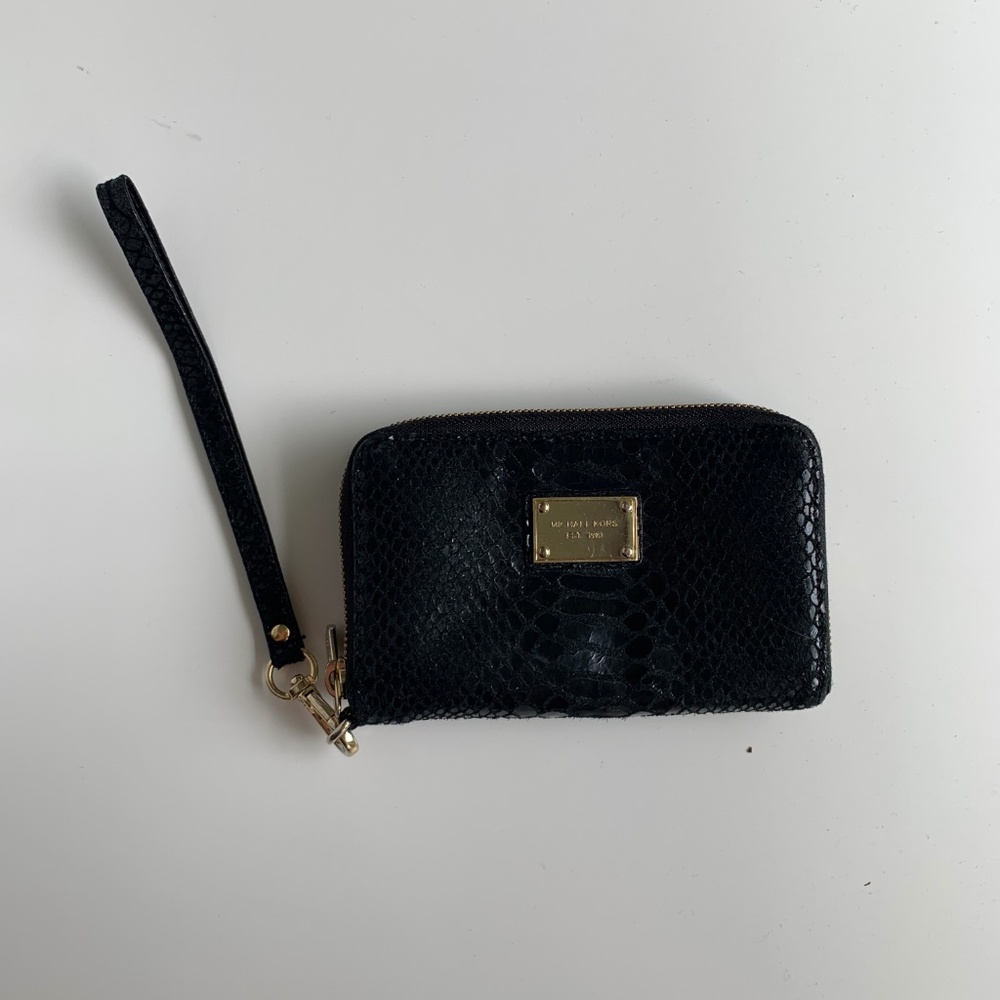 Michael Kors Black Python essential zip wallet